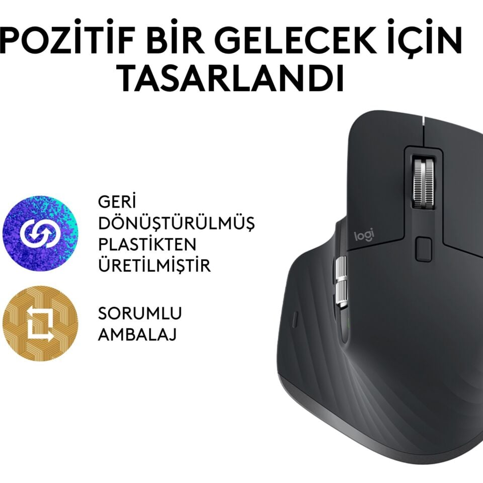 Logitech MX Master 3S 8000 DPI Sessiz Kablosuz Mouse - Grafit