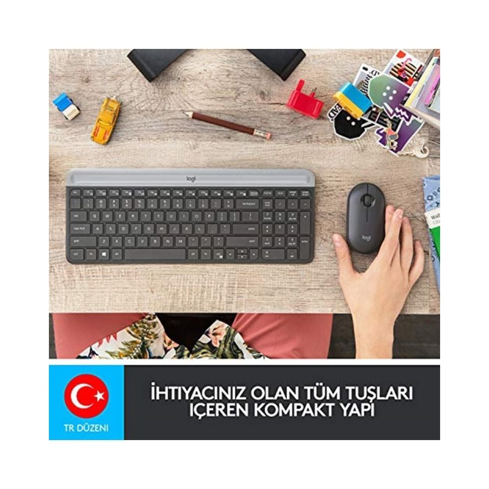 Logitech MK470 Slim Kablosuz Klavye Mouse Seti