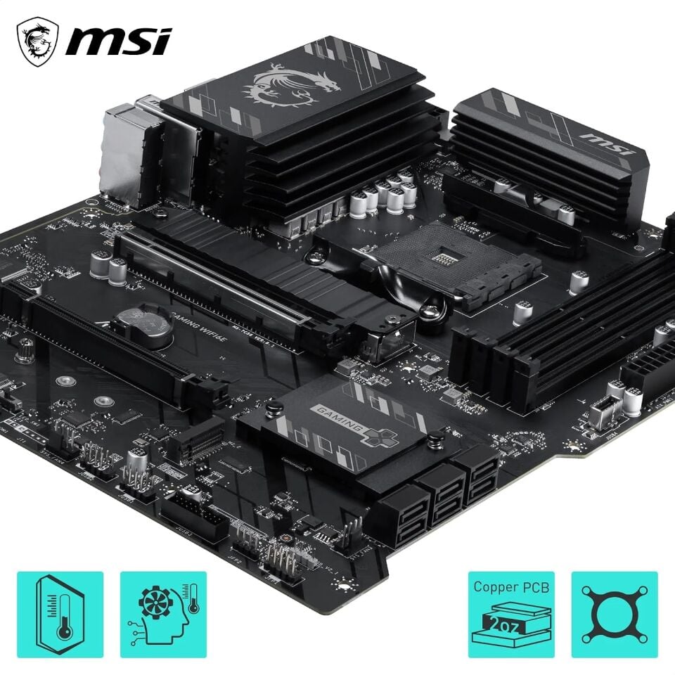 MSI B550 Oyun WIFI6E Anakart, ATX - AMD Ryzen 5000 Serisi, 5000 G Serisi, 4000 G Serisi ve 3000 Serisi İşlemcileri, AM4 - DDR4