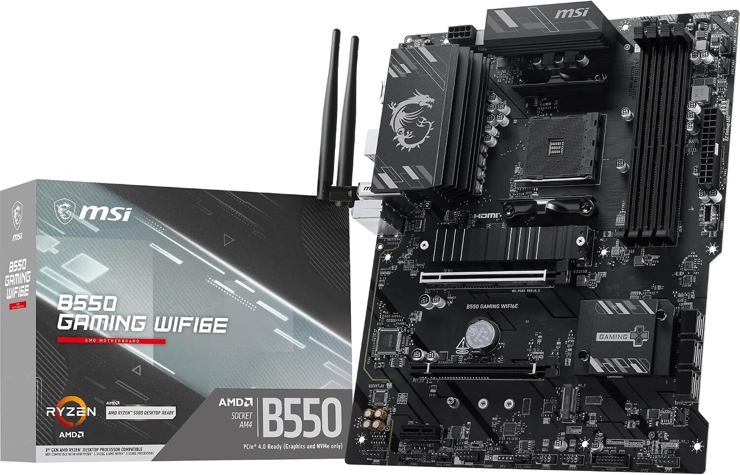 MSI B550 Oyun WIFI6E Anakart, ATX - AMD Ryzen 5000 Serisi, 5000 G Serisi, 4000 G Serisi ve 3000 Serisi İşlemcileri, AM4 - DDR4